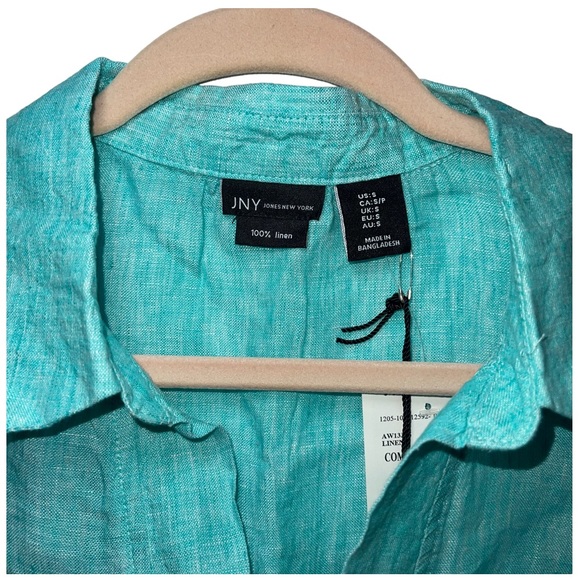 JONES NEW YORK Blue Linen Sleeveless Tank with Collar  S NWT - Picture 6 of 7